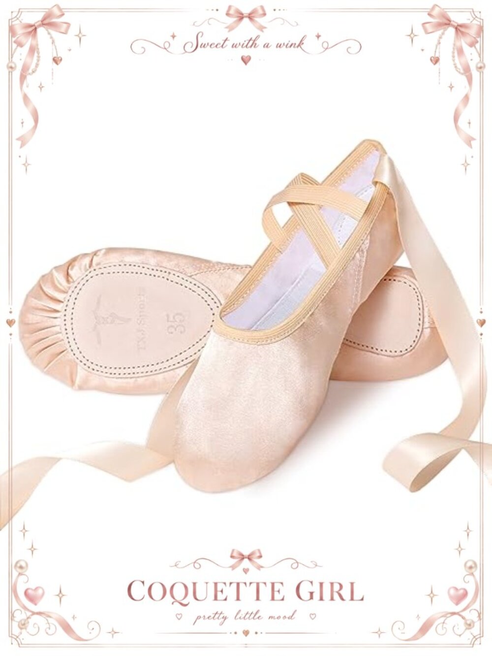 Satin Ballet Slippers Split Sole Dance Shoes